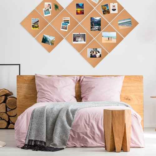 16 Pieces Cork Board Tiles 12 x 12 Square Bulletin 1/4" Thick Cork Board with 80 Self Adhesive Squares Included for Office, School and Home