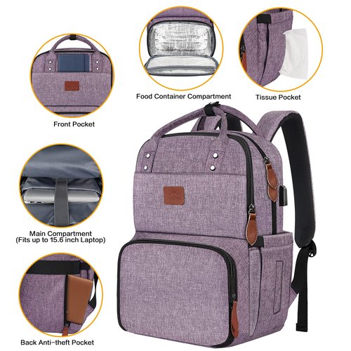 MATEIN Laptop Backpack with Lunch Box, Insulated Women Backpacks with Cooler Compartment, 15.6 inch Water Resistent Tote Food Bag with USB Charging Port for College Beach Camping Picnics Hiking
