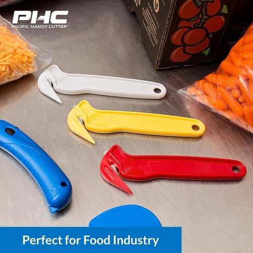 Pacific Handy Cutter Disposable Film Cutter - NSF Certified Food Safe Box Cutter for Cryovac & Plastic Bags - Yellow