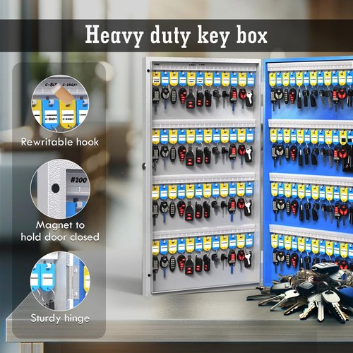 WeHere 96 Key Lock Box Wall Mount, APP Bluetooth/Wi-Fi Remote/One Time Password Share/Fixed Code Unlock, Smart Cabinet, Organizer for Apartment, Hotel, Office, Real Estate Management