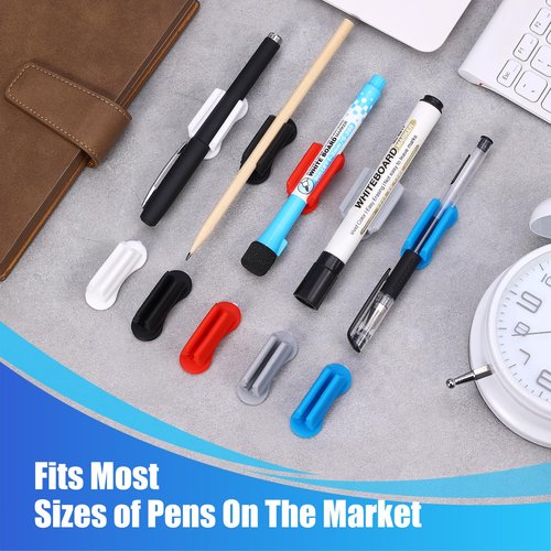 BOBOKA 20 Pack Upgraded Pencil Holder, Adhesive Pen Holder for Desk, Silicone Pencil Holder & Marker Holder for Clipboard Wall Classroom School Office Desk Accessories