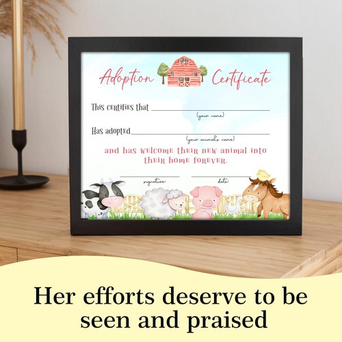 Farm Animals Adoption Certificate -10 Pcs, Adopt an Animal Certificate for Girl Boy, Adopt A Pet Party Favor, Farm Birthday Party Decorations Supplies -A26