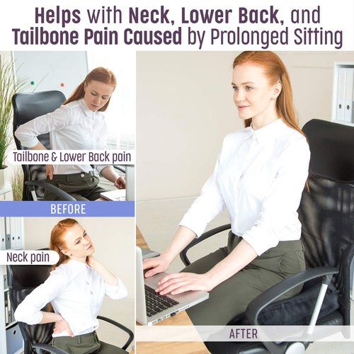Aeris Large Seat Cushion for Office Chairs - Ergonomic Memory Foam Chair Cushion for Enhanced Comfort During Long Hours of Sitting &Driving - Ideal for Car&Truck Seats,Wheelchairs -With Washable Cover