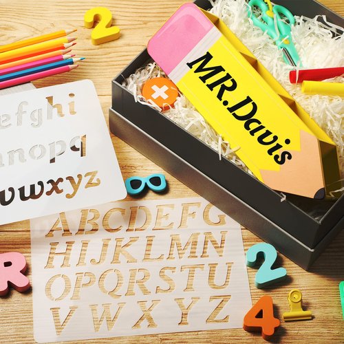 Containlol Christmas Teacher Appreciation Gifts Name DIY Pencil Shape Holder Organizer Birthday Favor Supplies for Women Men Desk Sign School Office Decor