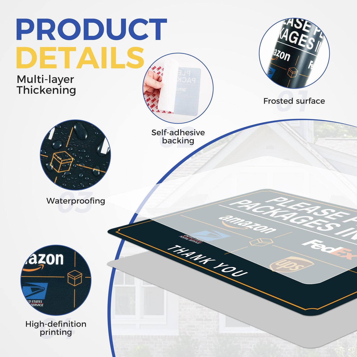 Please Leave Packages and Deliveries Here Sign,Self-Adhesive Waterproof Durable Delivery Signs for Packages, Please Place Packages in Box for Home, Office, Shop, Box, Door（Small）