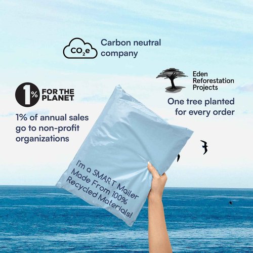 100 Count, 10x13 inch 100% Recycled Poly Mailers Eco Friendly Packaging Envelopes Supplies Mailing Bags 2.5 Mil Thick - SMART Mailer