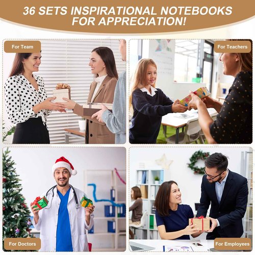 Kosiz 36 Sets Employee Appreciation Gifts Bulk Thank You Notebooks Bamboo Pens Keychains Appreciation Gifts for Students