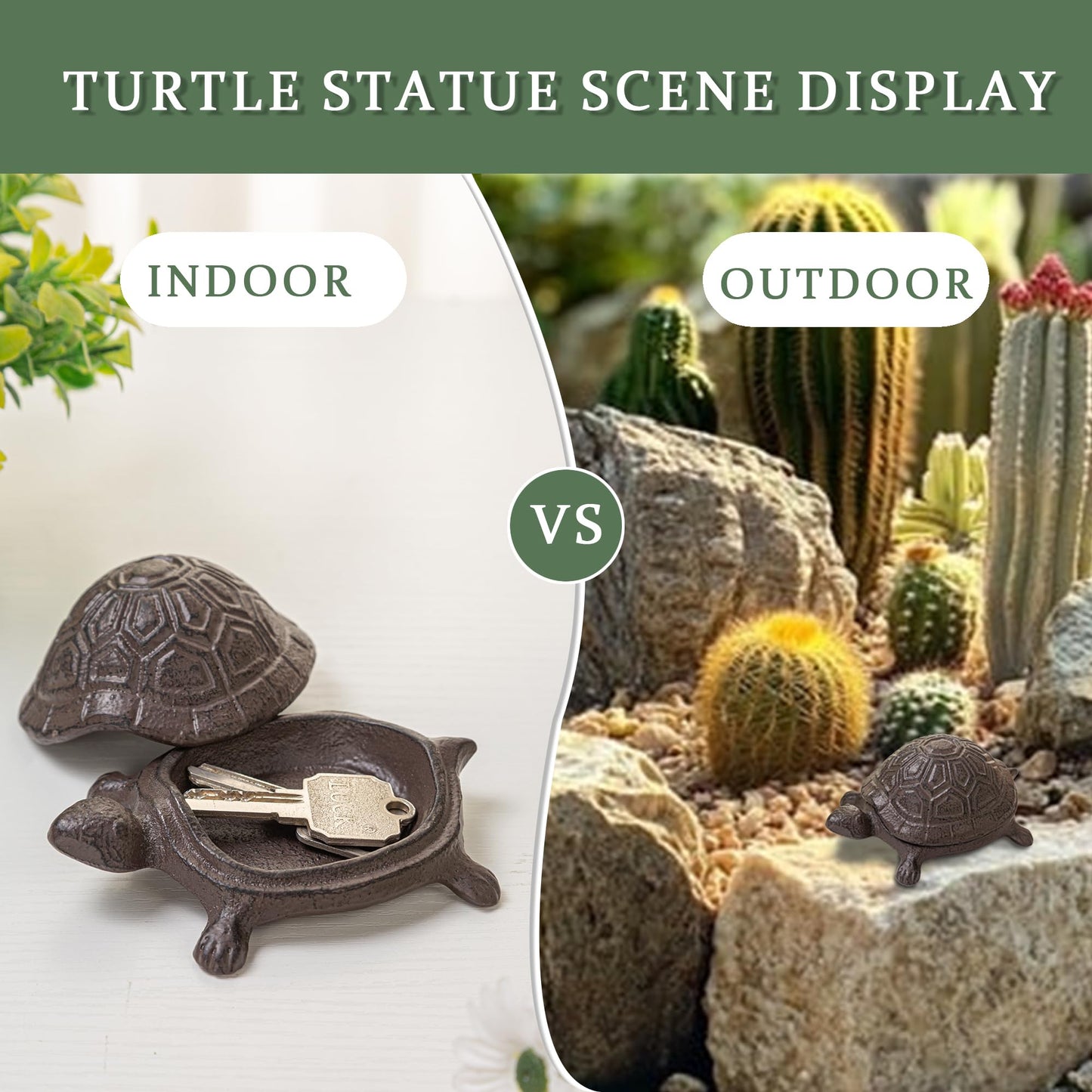 Ionela Spare Key Hiders Outside Cast Iron Turtle Hidden Key Holder for Outdoor Hide A Key, Brown