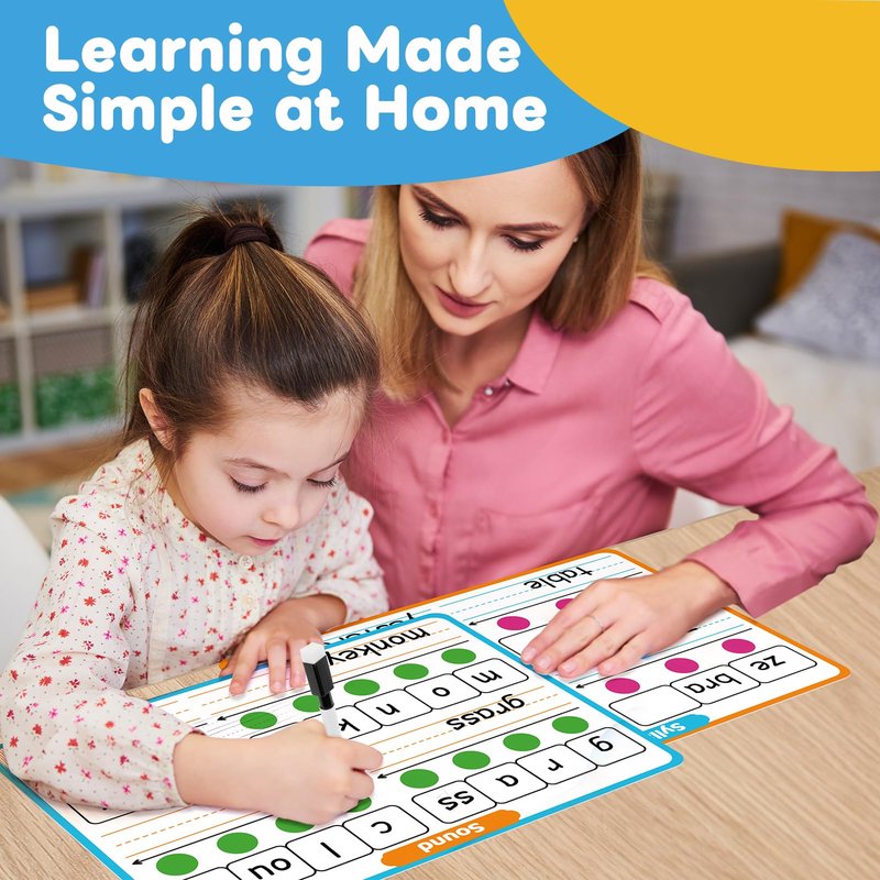 Laffunz 12 Packs Phonemic Awareness Dry Erase Board, Speech Therapy Material Dry Erase Phonics Games Flash Cards, Elkonin Boxes Science of Reading Spelling Manipulatives Classroom Materials Must Have