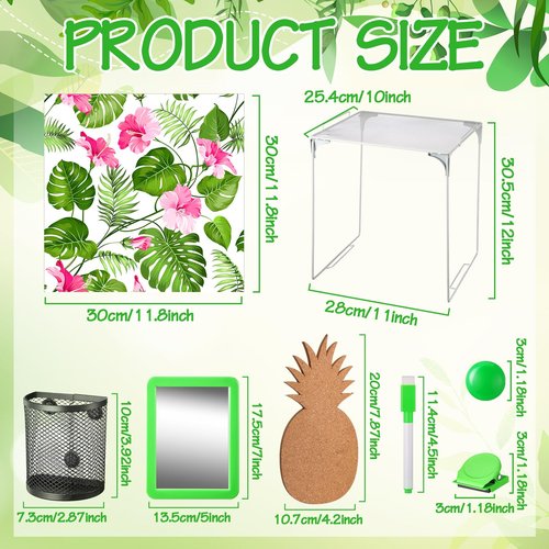 Tinideya 23 Pcs Locker Accessories Kit Decoration and Organizer Kit Magnetic Wallpaper Mirror Shelf Pen Holder Locker Cork Board Pen Tropical 3 Push Pins 3 Magnetic Clip and Magnets