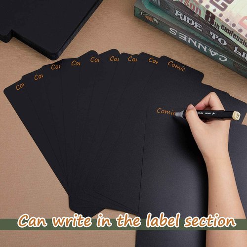 Lewtemi 100 Sheets Comic Book Dividers Tall Boards Dividers Black Comic Box Separators for Short or Long Cartoon Book Storage Boxes Office Supplies, 7 1/4 x 11 1/4 Inches