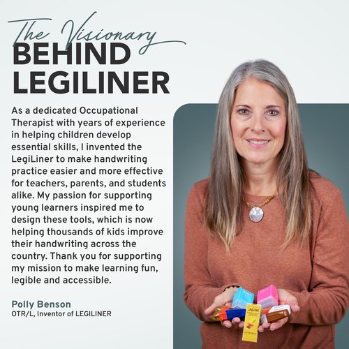 LEGILINER 3/4" Dashed Handwriting Line (RED) Teacher Stamp – Tri-Line Dashed Pattern. Classroom & Home Use. Refillable Ink Writing Practice Roller Stamp.