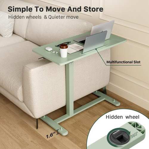 Gibbon Mounts Mobile Standing Desk - Pneumatic Adjustable Rolling Desk (31.5 Inches) | Portable Laptop Table with Lockable Wheels for Home & Office - Green