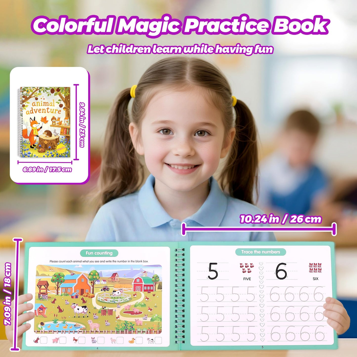 NaTuGi Magic Grooved Writing Practice Books For Kids，Reusable Letters And Numbers Grooved Handwriting Workbooks，Suitable For Ages 3-5 And 6-8 Preschool Kindergarten Children Learning activities