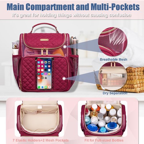 Otevan Large Toiletry Bag - Portable Shower Caddy for Travel | Quick Dry Hanging Bathroom Organizer
