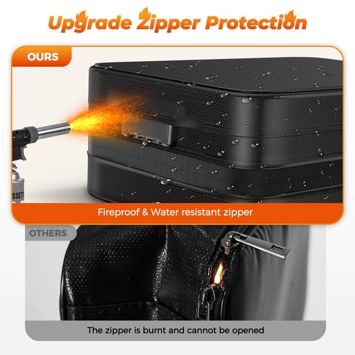 Fireproof Document Bag with lock, Expandable Capacity Document Organizer with Zipper Protection, Fireproof ＆ Waterproof Box for File Storage, Portable Home Travel for Important Documents, Soft Bag