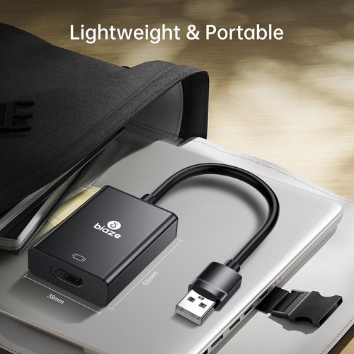 biaze USB to HDMI Adapter, 4K@60Hz HDR for Laptop/PC/TV/Monitor/Projector, Plug and Play, HD Audio Video Transfer, Compatible with Windows/Mac/PS5/Xbox(USB to HDMI Adapter)