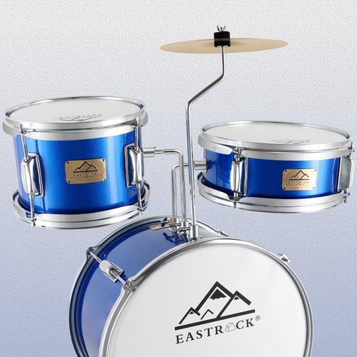 EASTROCK Kids Drum Set, 3 Piece 14'' Junior Drum sets for Drummer,Beginner, Drum Set for 5-7 Years Old with Adjustable Throne,Cymbal,Pedal,Drumsticks (Dark Blue)