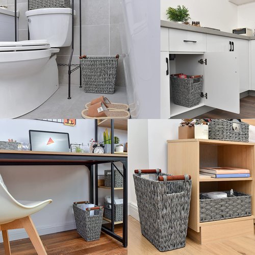 GRANNY SAYS Bundle of 1-Pack Wicker Wastebasket & 1-Pack Wicker Bathroom Wastebaskets