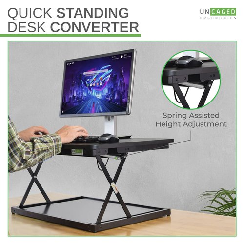Changedesk Mini Small Standing Desk Converter Height Adjustable Desktop Sit-to-Stand Up Desk Riser Laptop Table Top Standing Converter, Black