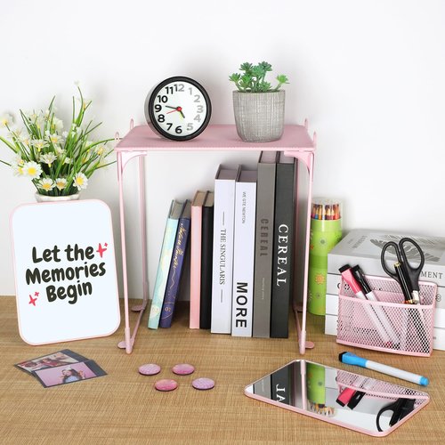 AKONEGE 11 PCS Locker Accessories Kit Pink Locker Organizer Decorations Supplies Includes Folding Shelf, Magnetic Mirror & Whiteboard, Pen Holder, Dry Erase Markers, Magnets, Back to School Essentials