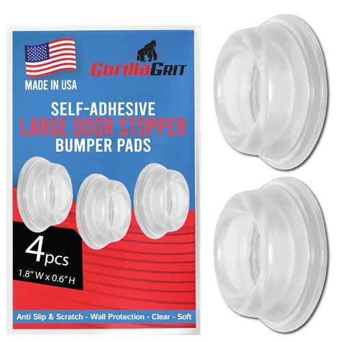 Door Stopper Wall Protector [4 Pack] - Clear Self Adhesive Rubber Door Bumpers. Prevent Damage to Walls from Door Knobs Handles - Door Stop