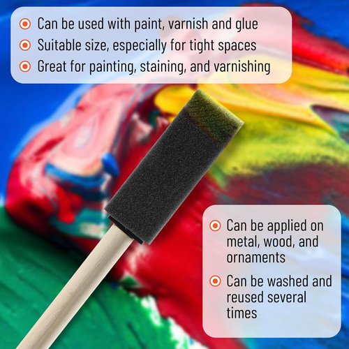 Bates Foam Paint Brushes - 1 Inch Blue Foam Brushes with Lightweight Wooden Handles | 100 Pack