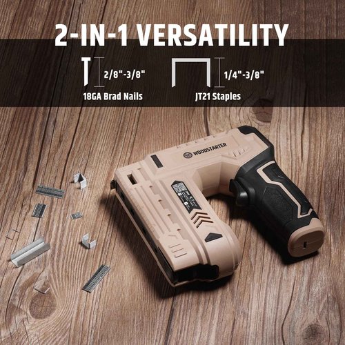 WOODSTARTER 2-in-1 Cordless Electric Staple Gun - 4V Rechargeable, Versatile for Multiple Scenarios