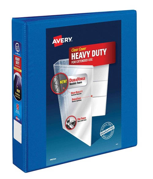 Avery Heavy Duty View 3 Ring Binder, 1.5" One Touch Slant Ring, Holds 8.5" x 11" Paper, 1 Pacific Blue Binder (79722) (Pack of 6)