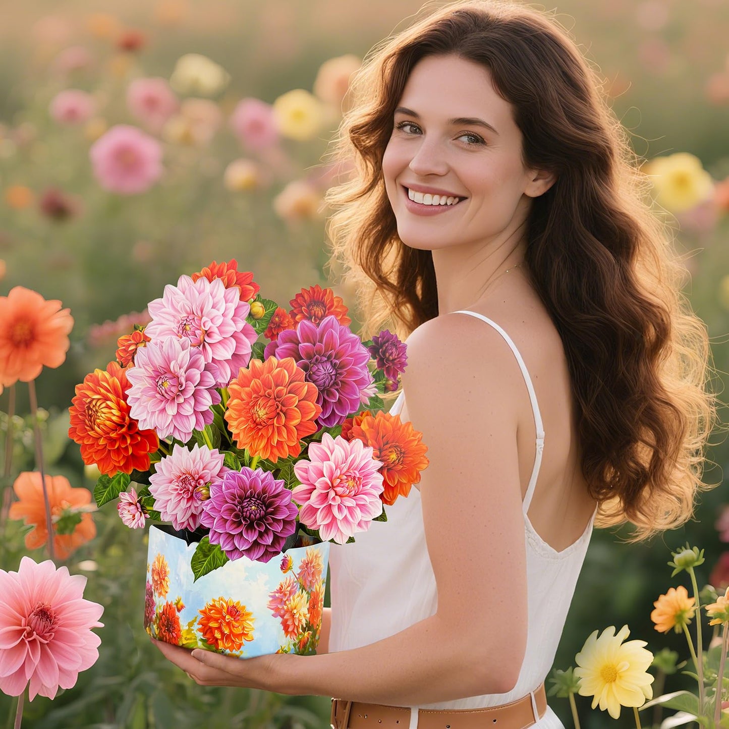PINELIFE Pop Up Cards, Carnation & Peony Paper Flower Bouquets, Mother's Day,Birthday, Anniversary, Get Well Greeting Cards with Blank Note Card & Envelope (Infinite Love Carnation)