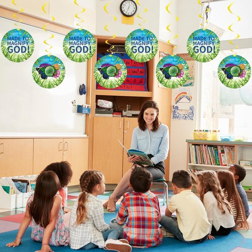 AmazingSpark 24 Pack VBS 2025 Whirly Decorations Fun Christian VBS Crafts for Kids, Spiral Paper Hanging Decorations for Sunday School Vacation Bible School Religious Classroom