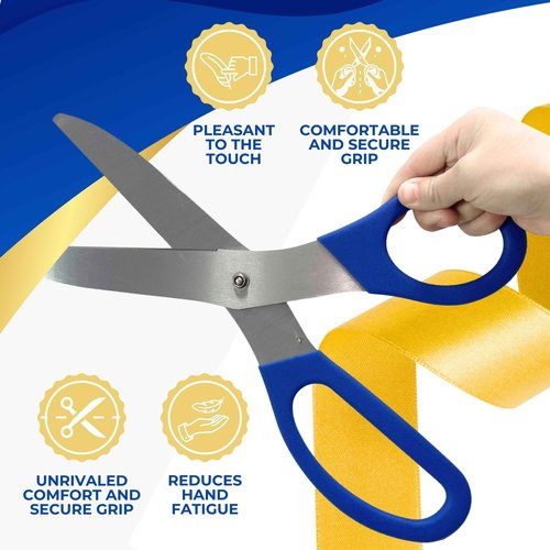 Blue Grand Opening Kit - 16 Inch Scissors for Grand Opening Ceremonies and Blue Satin Ribbon For Business Special Events and Inaugurations