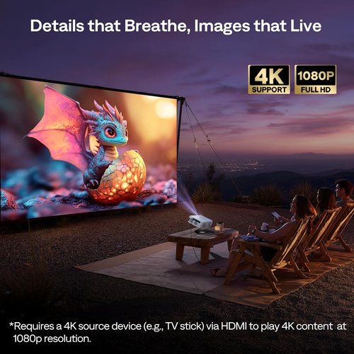 Aurzen EAZZE D1G 4K Smart Projector - WiFi & Bluetooth, Auto Focus, Dolby Audio | Portable Mini for Home & Outdoor
