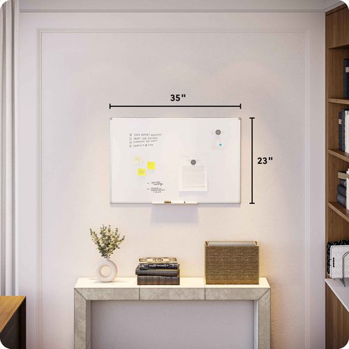 U Brands Magnetic Dry Erase Board White Board, 36" x 24", Slim Aluminum Frame, Includes Dry Erase Marker, Magnet, and Clip-On Tray