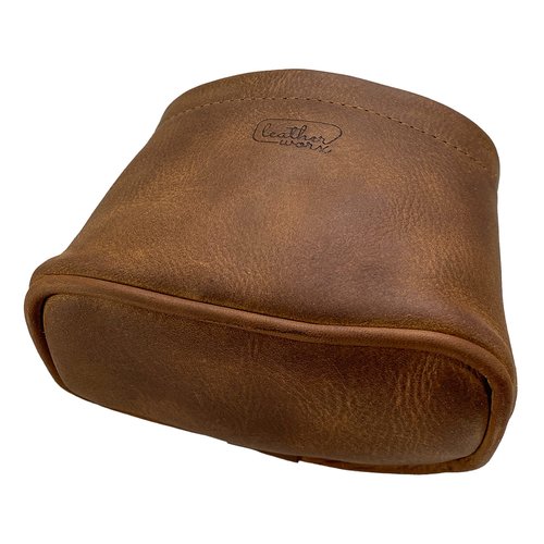 Leather Worx, Desk Organizer Bag Handmade from Full Grain Leather, Pen Holder, School & Office Supplies - Bourbon Brown