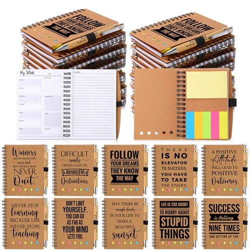 Moinchore 60 Pcs Christmas Employee Appreciation Gifts Bulk - 30 Sets Inspirational Spiral Notebooks with Motivational Pens, 2025 Weekly Planner with Notepad for Coworkers Staff Team Volunteer Nurse