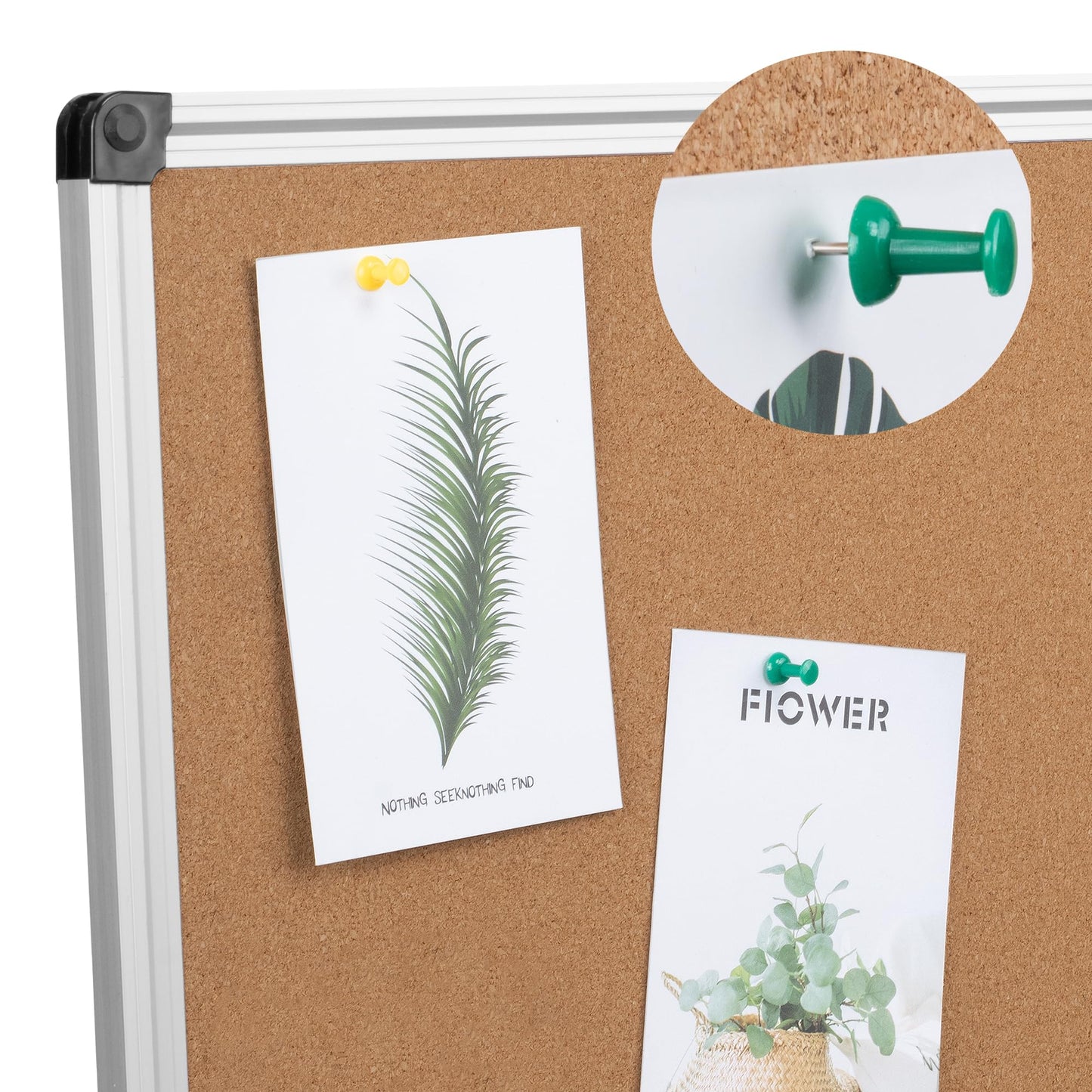 Board2by Extra Large Cork Bulletin Board 60" X 48", Foldable Notice Pin Board for Wall, Silver Aluminum Framed 5'x4' Corkboard, Wall Mounted Noticeboard with 36 Push Pins for School, Home & Office