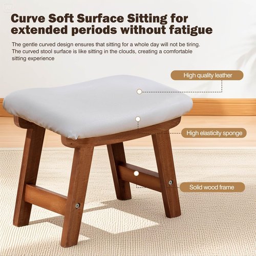 Foot Stool with Leather Cover,Foot Rest Made of Wooden for Couch,Bench,Sofa,Under Office Desk