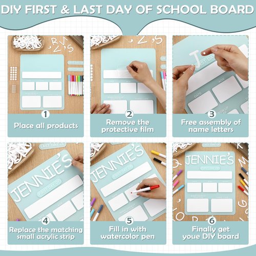 Chunful Personalized First and Last Day of School Board Reusable Acrylic Name of Sign Chalkboard Back to School Photo Prop Supplies for Preschool Kindergarten Elementary Student Gifts, 11 x 9 Inch