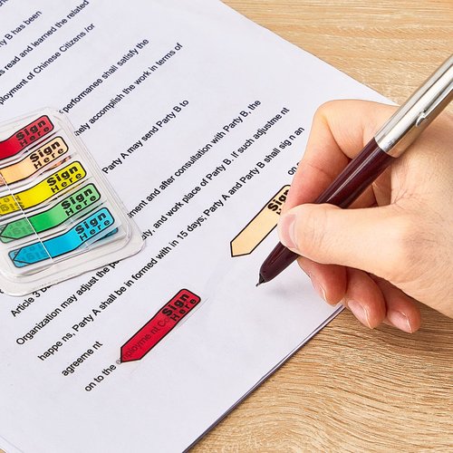 Teling 2000 Pcs/ 20 Packs Sign Here Sign Date Tabs Stickers Colored with Dispenser Arrow Flag Tabs with Dispenser Easy to Post for Notary Books Paper(Cute Style)