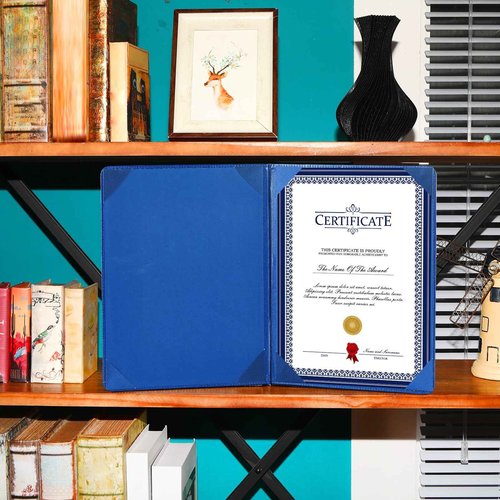 Tenare 10 Pcs Leather Certificate Holder 8.5 x 11 Inch PU Black Red Blue Purple Phd Bachelor Master Diploma Cover Professional Award Folder for Official Graduation Competition Contest Charity (Blue)
