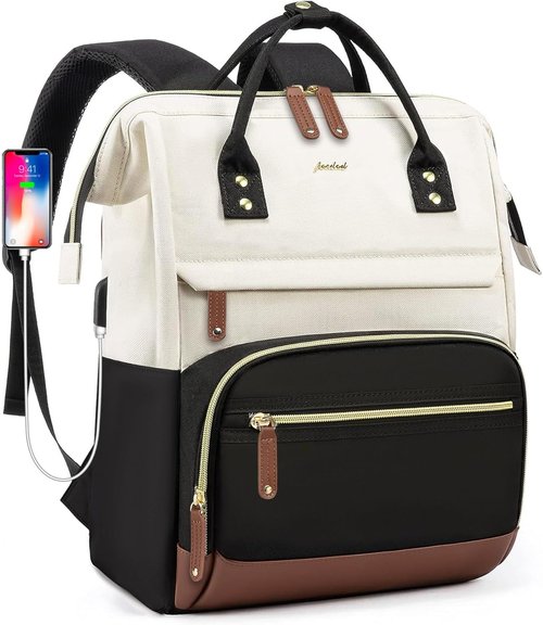Focdod Women's Backpack - Stylish 15.6 Inch Laptop Bag | Waterproof Travel & Work Purse in Beige, Black, Brown