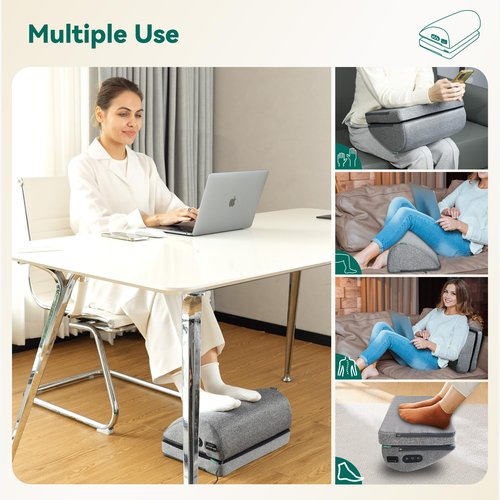 Snailax Heated Foot Rest Under Desk at Work, Desk Foot Stool with Heat & Vibration Massage, Adjustable Height, 2 Heat Levels Foot Warmer Feet Heater for Office Chair, Gaming Home Use