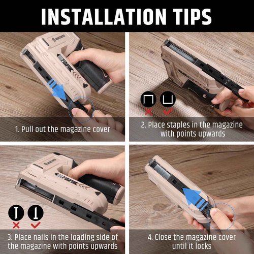 WOODSTARTER 2-in-1 Cordless Electric Staple Gun - 4V Rechargeable, Versatile for Multiple Scenarios