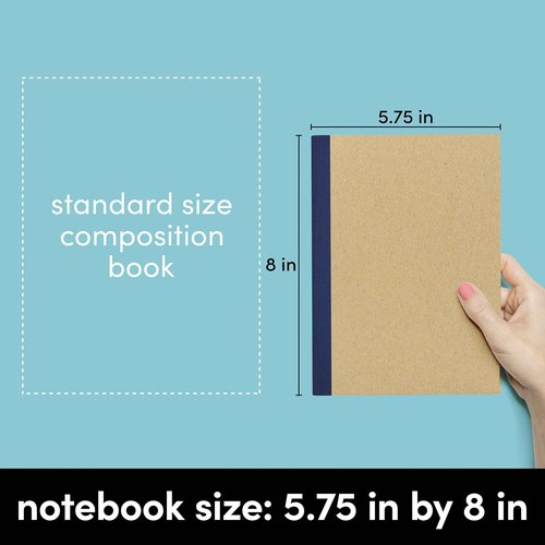 PAPERAGE 48-Pack Composition Notebook Journals, 120 Pages, Kraft Cover with Jewel Tone Spines, College Ruled Lined Paper, Small Size (8 in x 5.75 in) – for Home, Office or School Supplies