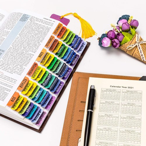 Rainbow Bible Tabs - Large Print Index Tabs for Women & Girls | 90 Total Tabs for Old & New Testament