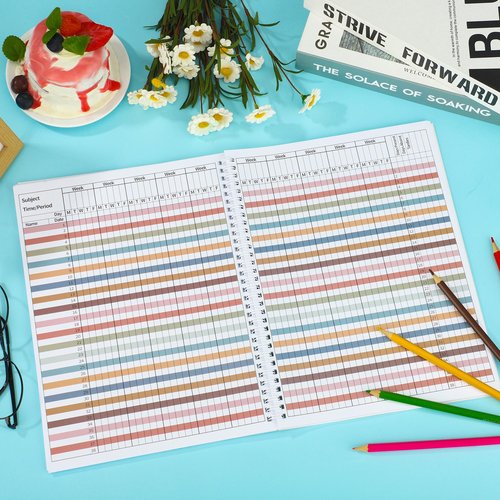 peony man Teacher Record Book Boho Teacher Grade Book Rainbow Spiral Bound Class Grade Book for Teachers Classroom Attendance Student Name School Office Favors Gifts Supplies, 8.5 x 11 Inch