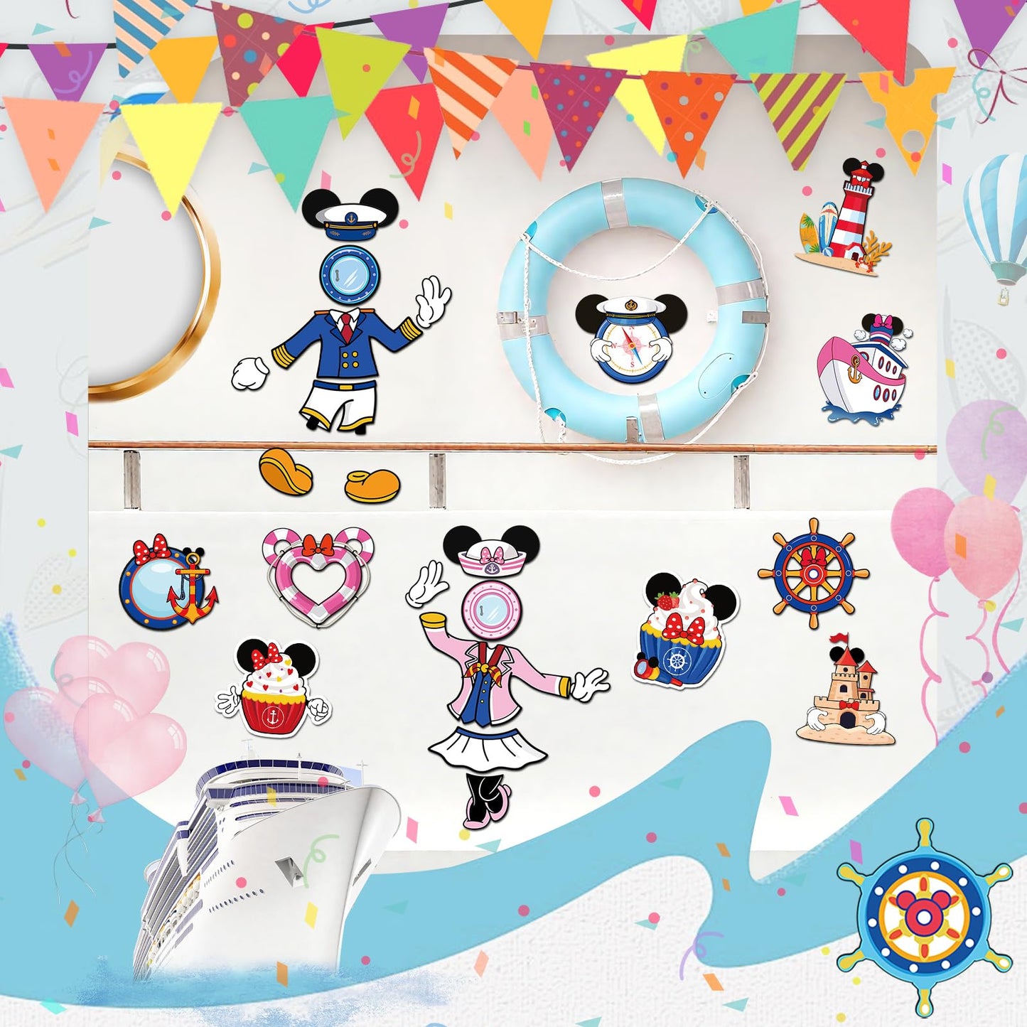 RiVolTa Mouse Cruise Door Magnets - 24 Pcs Cute Ship Cabin Decorations Magnetic Stickers Personalized Funny Cartoon Animal Anchor Stateroom Decals Carnival Birthday Holiday Party Accessories Car Decor