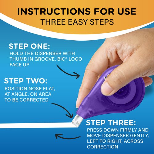 BIC Wite-Out EZ Correct Tear-Resistant Correction Tape with 39.3 ft of Tape, 10-Count Pack in White