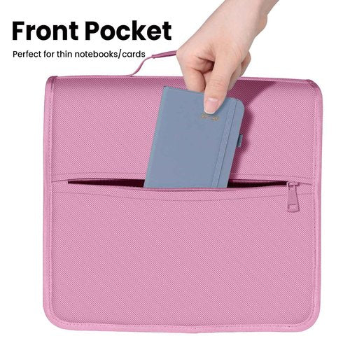 SUNEE Zipper Binder 3 Ring, 3 Inch O-Ring with Handle and Shoulder Strap, 600-Sheet Capacity, 5-Tab Expanding File Folder, Multi-Pockets for Middle School Organizer Binder with Zipper, Grape Purple